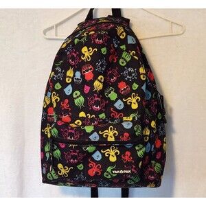 Yak Pak Bookbag Basic Backpack Colorful Alien Creatures 15" x 12" x 8"